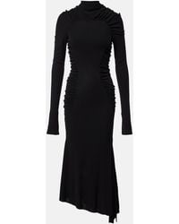 Victoria Beckham - Gathered Asymmetric Jersey Midi Dress - Lyst