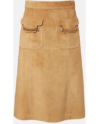 Gucci - Embellished Suede Midi Skirt - Lyst