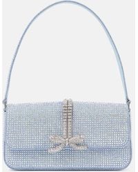 Self-Portrait - Rhinestone-Embellished Denim Shoulder Bag - Lyst