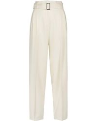 Max Mara Carabo High-rise Tapered Stretch-wool Pants - White