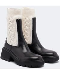 Jimmy Choo - Tamia Cable-Knit Leather Ankle Boots - Lyst