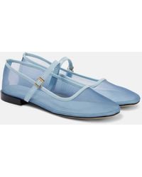 Souliers Martinez - Minima Leather-Trimmed Tulle Mary Jane Flats - Lyst