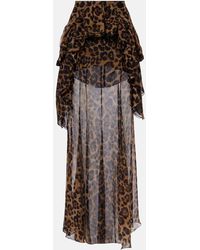 Blumarine - Jupe Longue En Crepe De Soie A Motif Leopard - Lyst