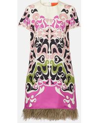 La DoubleJ - Minikleid Mini Swing Aus Seide Mit Federn - Lyst