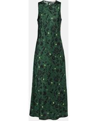 Asceno - Valencia Printed Silk Charmeuse Maxi Dress - Lyst