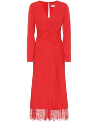 Self-Portrait Midikleid aus Crêpe mit Spitze - Rot