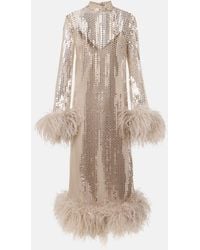 ‎Taller Marmo - Robe Midi Gina Venti A Plumes - Lyst