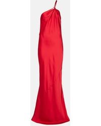Norma Kamali - Open-Back One-Shoulder Satin Gown - Lyst