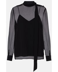 Gucci - Silk Georgette Bow Blouse - Lyst