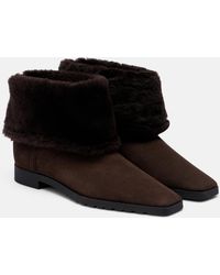 TOTEME - Shearling-Lined Suede Ankle Boots - Lyst