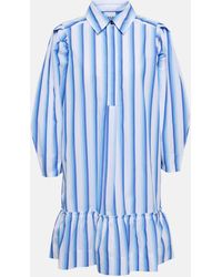 Ganni - Striped Cotton Minidress - Lyst