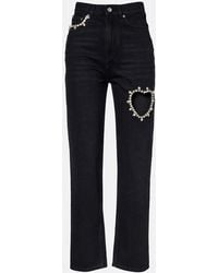 Area - Wide-Leg Jeans Mit Kristallen - Lyst