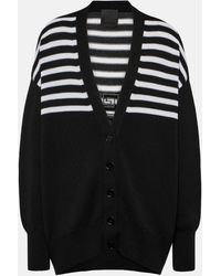 Givenchy - Logo-appliqué Striped Wool And Cotton-blend Knitted Cardigan - Lyst