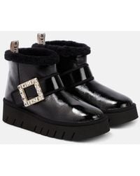 Roger Vivier - Botas Viv Winter De Charol Con Ribete De Borrego - Lyst