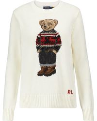 Polo Ralph Lauren Polo Bear Intarsia Cotton Sweater - White