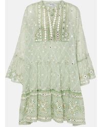 Juliet Dunn - Embroidered Cotton Minidress - Lyst