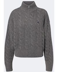 Polo Ralph Lauren - Cable-Knit Wool-Blend Half-Zip Sweater - Lyst