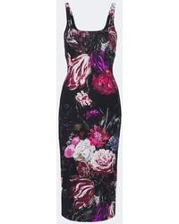 Roberto Cavalli - Floral Midi Dress - Lyst