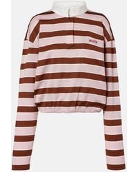 Prada - Striped Cropped Cotton Jersey Polo Shirt - Lyst