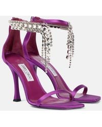 Jimmy Choo - Sandalen Verity 100 Aus Satin Mit Kristallen - Lyst