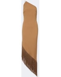 ‎Taller Marmo - Antelope Fringe-Trimmed Asymmetric Midi Dress - Lyst