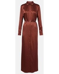 Gucci - Gg Satin Shirt Dress - Lyst