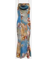 Balmain - Printed Silk Maxi Dress - Lyst