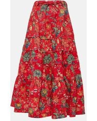 Ulla Johnson - Floral Cotton Midi Skirt - Lyst
