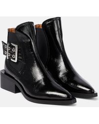 Ganni - Bottines Chelsea En Cuir Synthétique Verni Recyclé - Lyst