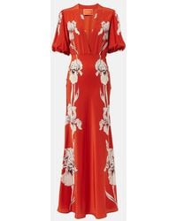 La DoubleJ - Vestido Largo Marlene De Seda Floral - Lyst