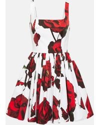 Alexander McQueen - Floral Cotton Poplin Minidress - Lyst