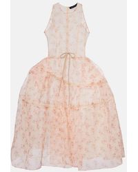 Simone Rocha - Robe Midi A Fleurs - Lyst