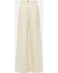 Max Mara - Oboli Cotton And Linen Wide-leg Pants - Lyst