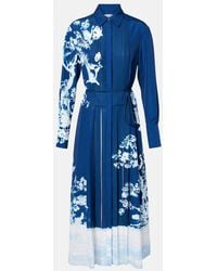 Erdem - Vestido Midi Estampado Con Cinturon - Lyst