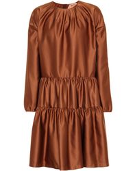 N°21 Midikleid aus Satin - Braun