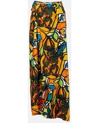 Christopher Esber - Printed Draped Silk Maxi Skirt - Lyst