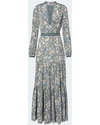 Veronica Beard - Sama Printed Tiered Silk-Blend Maxi Dress - Lyst