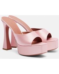 AMINA MUADDI - Dalida Satin Platform Mules - Lyst