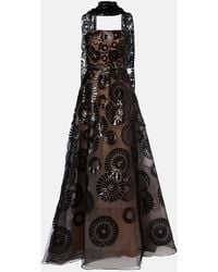 Elie Saab - Scarf-Detail Sequined Tulle Gown - Lyst