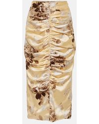Alessandra Rich - Printed Silk-blend Satin Midi Skirt - Lyst