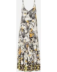 Dries Van Noten - Printed Satin Maxi Dress - Lyst