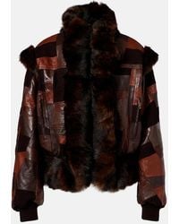 Chloé - Patchwork Leather And Shearling Jacket - Lyst