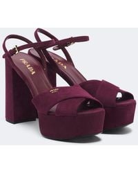 Prada - Suede Platform Sandals - Lyst