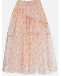 Simone Rocha - Floral Tulle Midi Skirt - Lyst