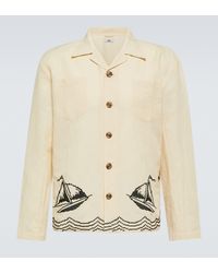 Bode - Sailing Embroidered Linen And Cotton Shirt - Lyst