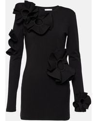 Area - Floral-Applique Cotton-Blend Minidress - Lyst