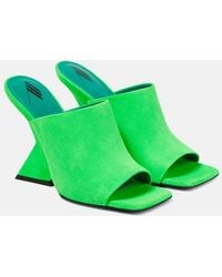 The Attico - Cheope Suede Wedge Mules - Lyst