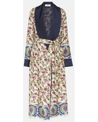 Etro - Abrigo De Seda Estampado Con Cinturon - Lyst