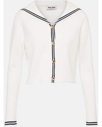 Miu Miu - Striped Cotton-Blend Cardigan - Lyst