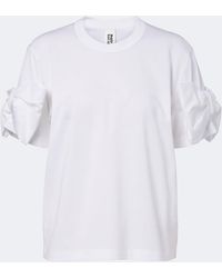 Noir Kei Ninomiya - Bow-Detail Cotton Jersey T-Shirt - Lyst